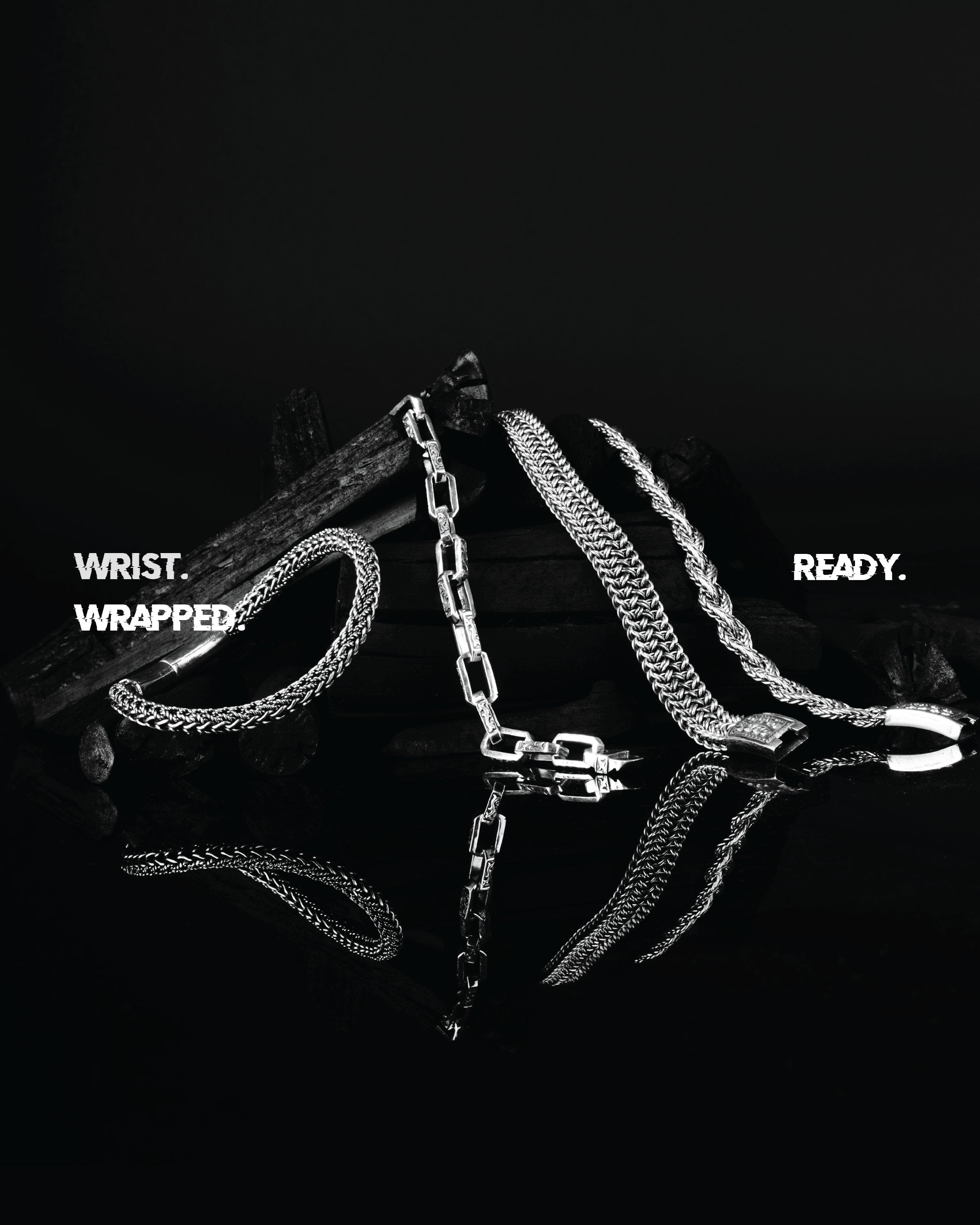 Gents' silver bracelet collection, available at Parman