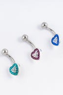 Angela Heart Silver Belly Button Ring