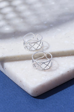 Diamond Weave Silver Toe Ring
