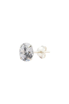 Pantheon White Stud Men’s Silver Earrings (Round)