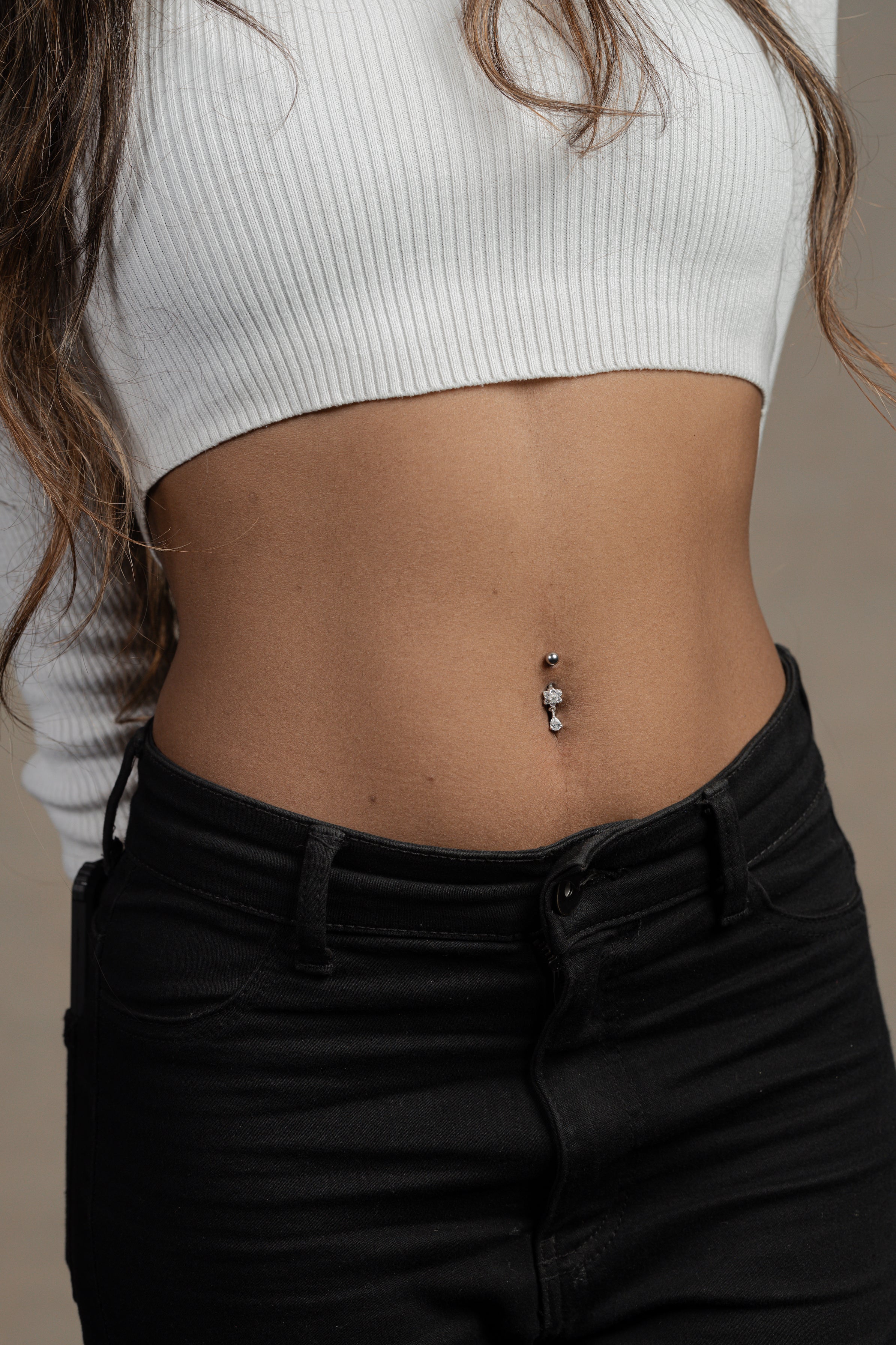 White belly deals button ring