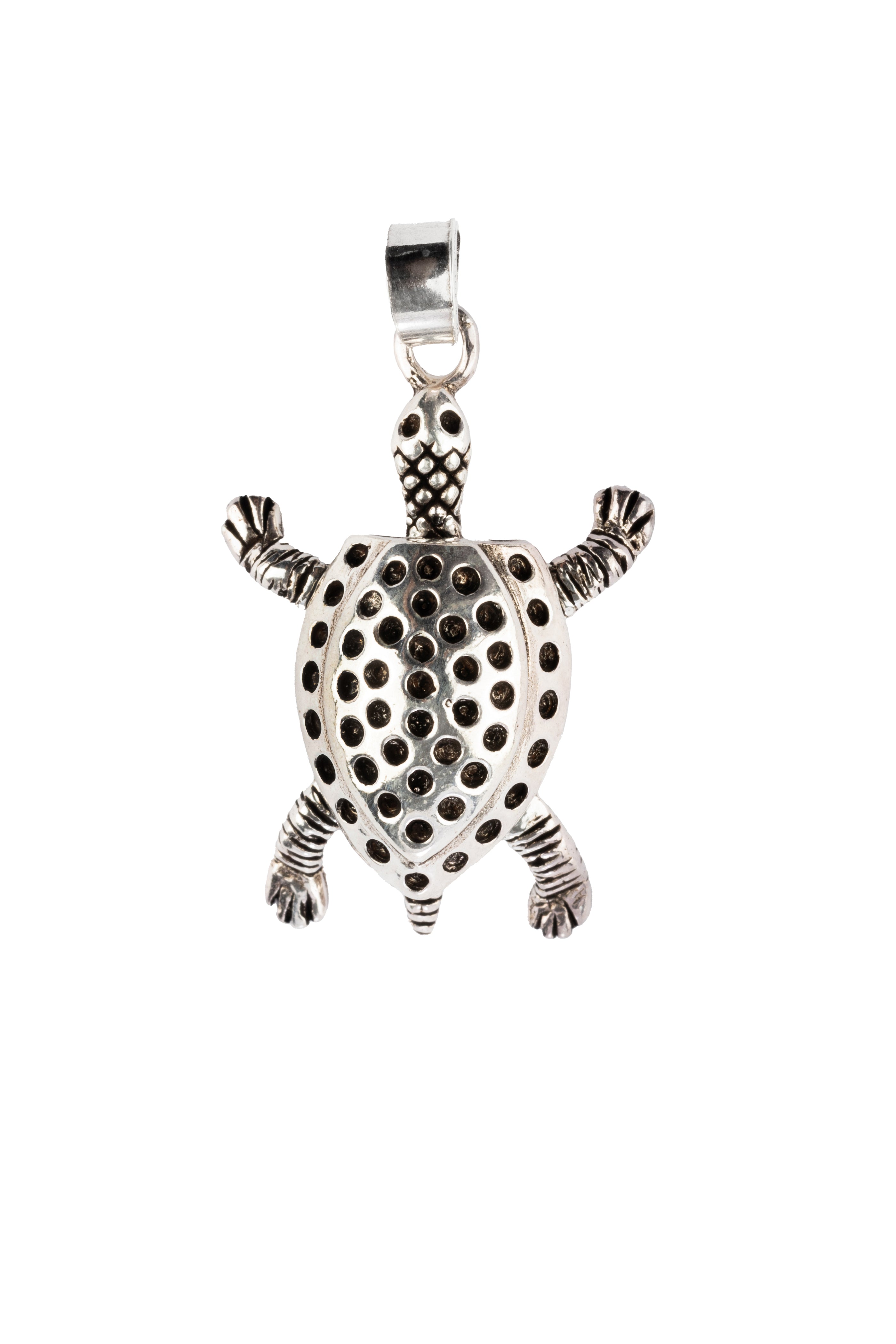 Sterling Silver Alamea Hibiscus Sea Turtle Pendant