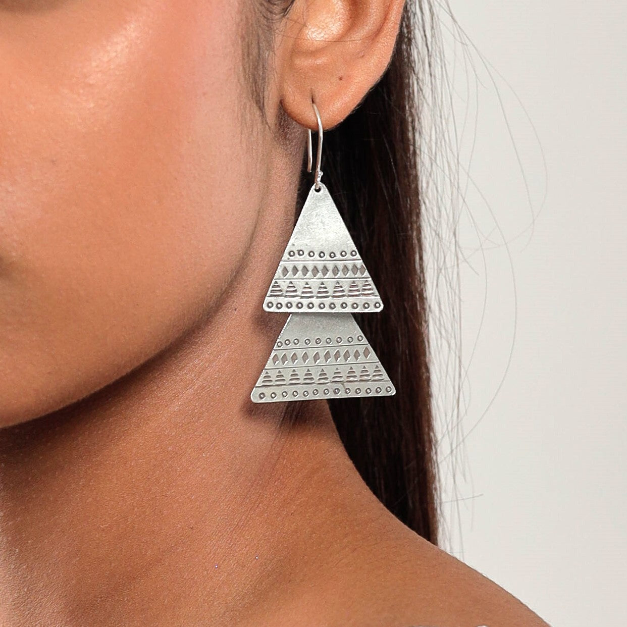 Silver ethnic earrings sales