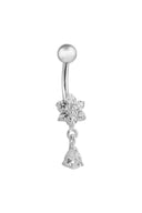 Olympia Teardrop Silver Belly Button Ring Parman
