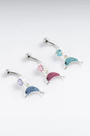 Oceana Dolphin Silver Belly Button Ring Parman