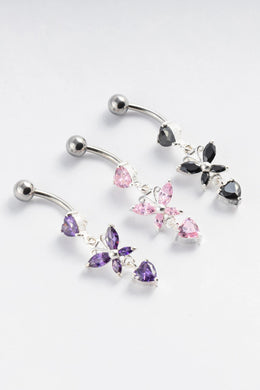 Alexis Floral Silver Belly Button Ring Parman