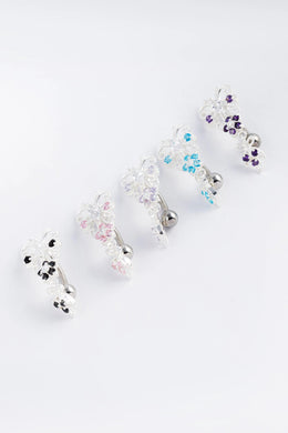 Cressida Floral Silver Belly Button Ring Parman