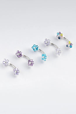 Cassandra Floral Silver Belly Button Ring Parman