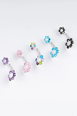 Sophia Floral Silver Belly Button Ring Parman