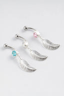 Selene Leaf Silver Belly Button Ring