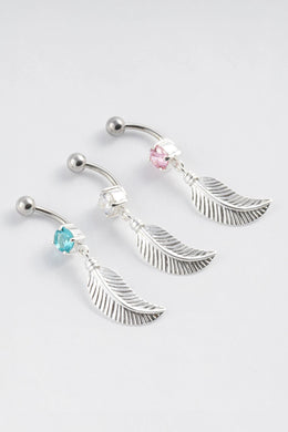 Selene Leaf Silver Belly Button Ring Parman
