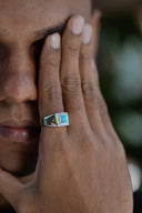 Aqua Stone Men’s Silver Ring