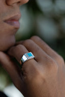 Aqua Stone Men’s Silver Ring