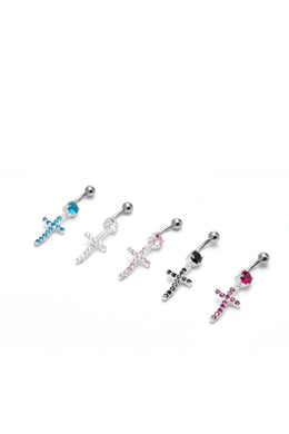 Radiant Cross Belly Button Ring