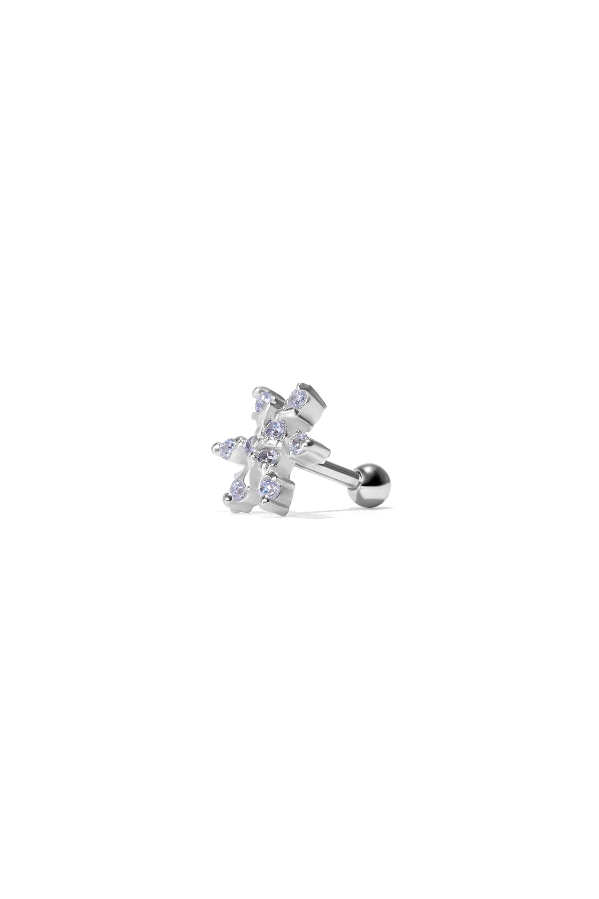 Icy Bloom Silver Ear Piercing
