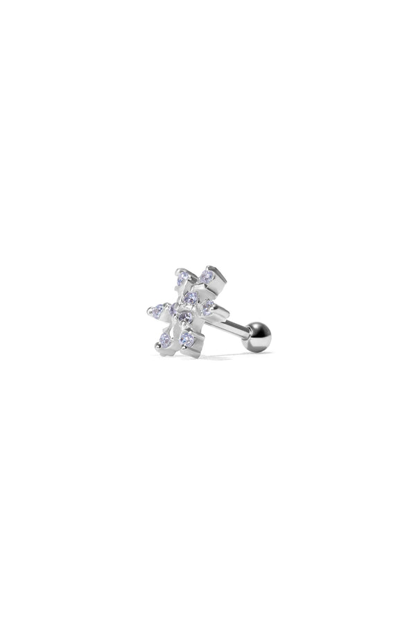 Icy Bloom Silver Ear Piercing