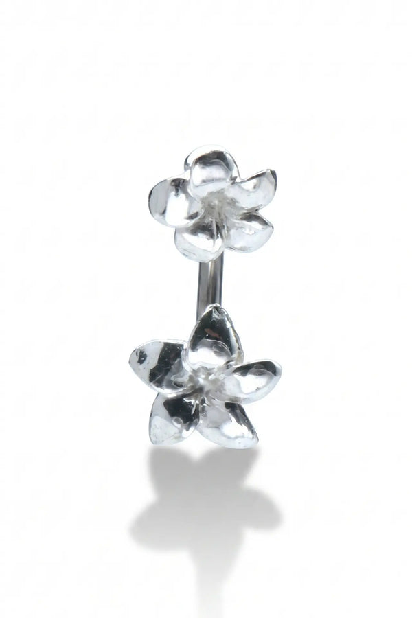 Silver Blossom Belly Button Ring