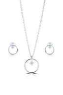 Elara Silver Pendant and Earrings Set