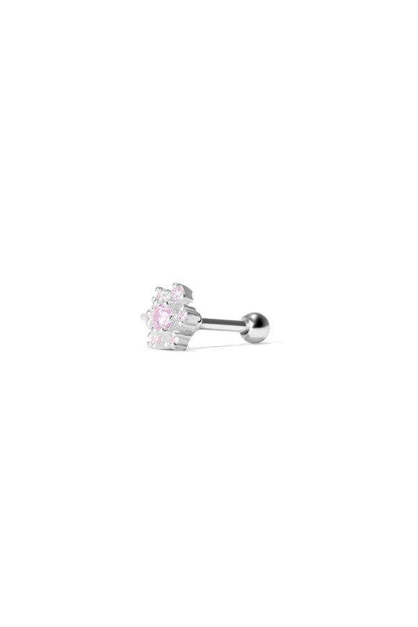 Frosted Bloom Silver Ear Piercing