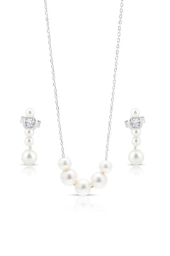 Pearline Silver Pendant and Earrings Set