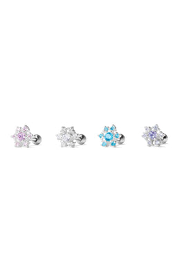 Frosted Bloom Silver Ear Piercing