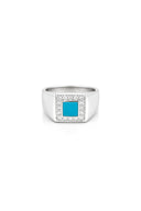 Aqua Stone Men’s Silver Ring