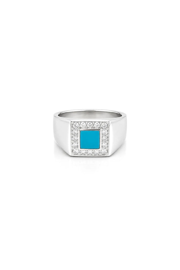 Aqua Stone Men’s Silver Ring