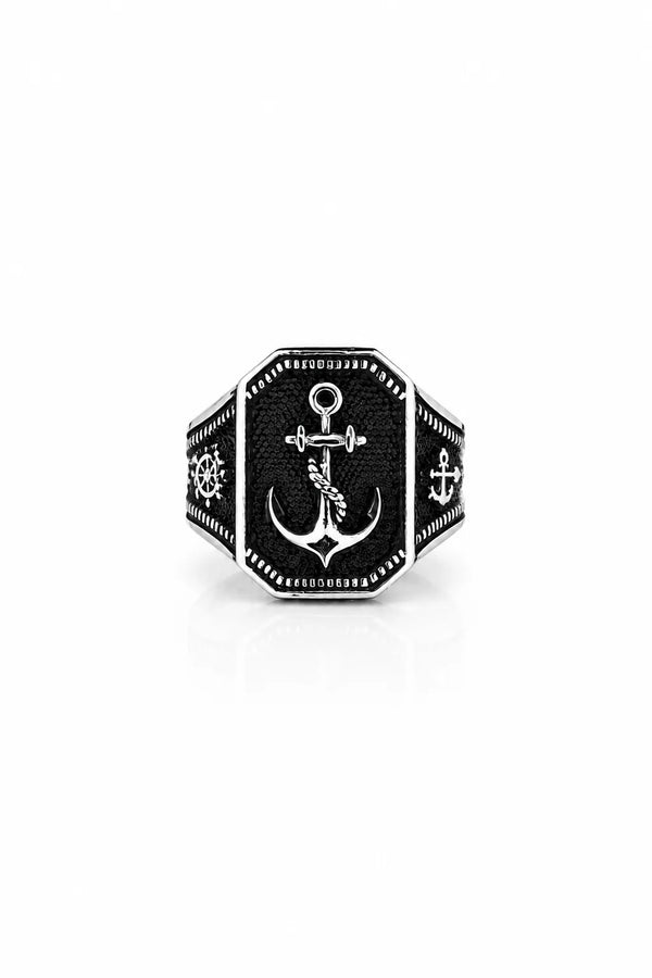 Anchor Drop Men’s Silver Ring