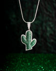 Emerald Desert Bloom Silver Pendant