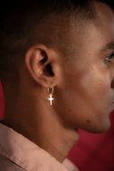Cross Halo Silver Hoops