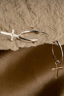 Cross Halo Silver Hoops