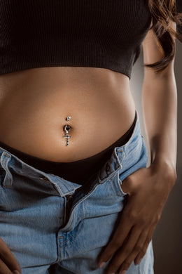 Radiant Cross Belly Button Ring