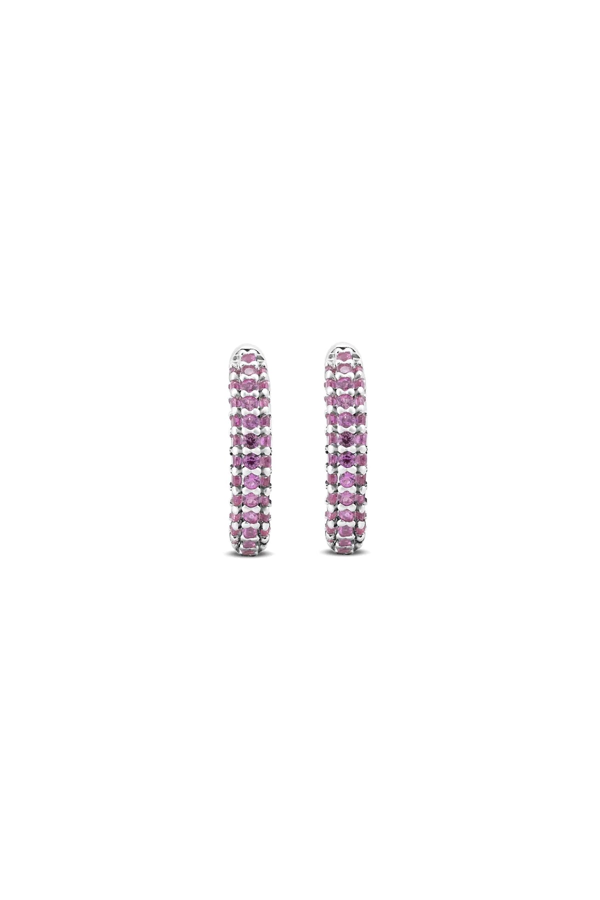 Poker Pink 925 Sterling Silver Hoop Earrings