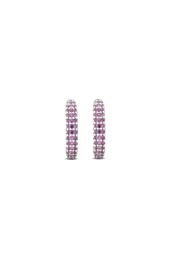 Poker Pink 925 Sterling Silver Hoop Earrings