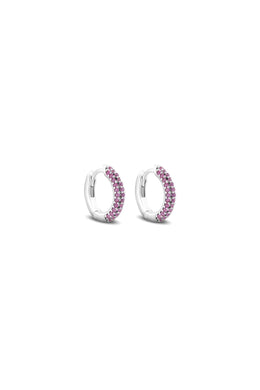 Poker Pink 925 Sterling Silver Hoop Earrings