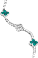 Green Light 925 Sterling Silver Clover Tennis Bracelet
