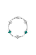 Green Light 925 Sterling Silver Clover Tennis Bracelet