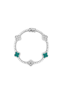 Green Light 925 Sterling Silver Clover Tennis Bracelet