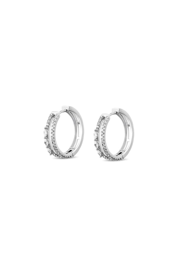 Double Take 925 Sterling Silver Huggie Hoop Earrings