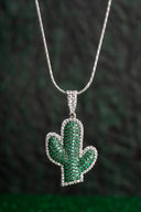 Emerald Desert Bloom Silver Pendant