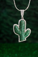 Emerald Desert Bloom Silver Pendant