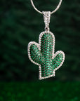 Emerald Desert Bloom Silver Pendant