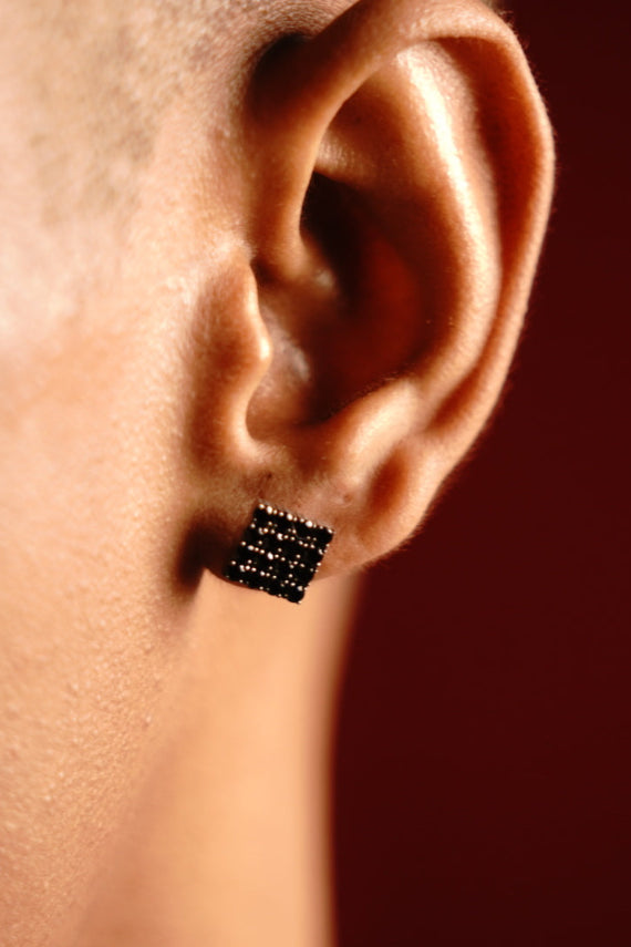Shadow Pixel Silver Studs