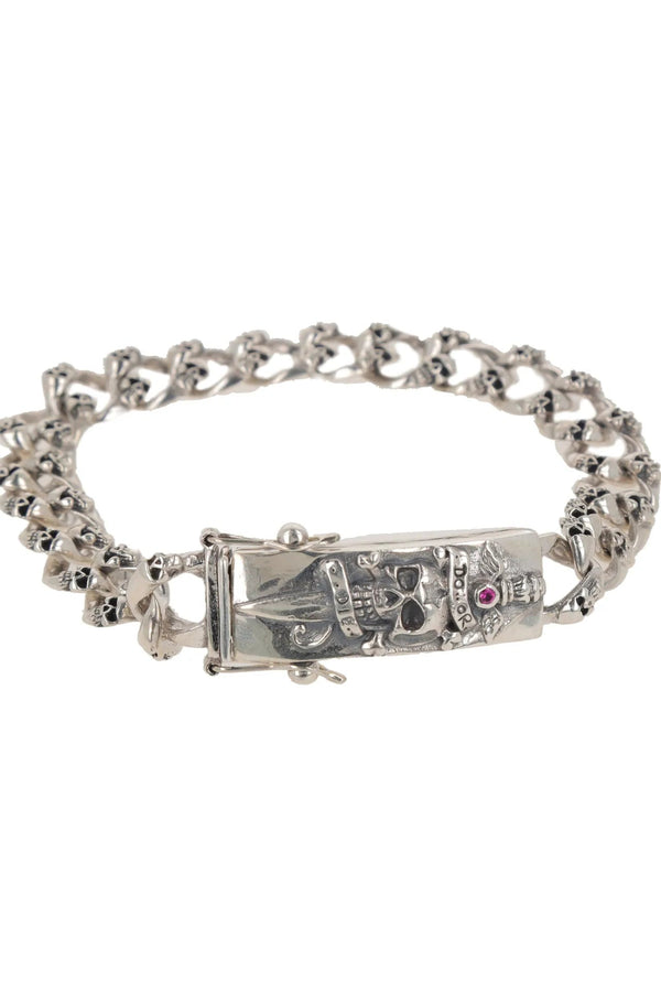 ‘Do or Die’ Men’s Silver Skull Bracelet Parman