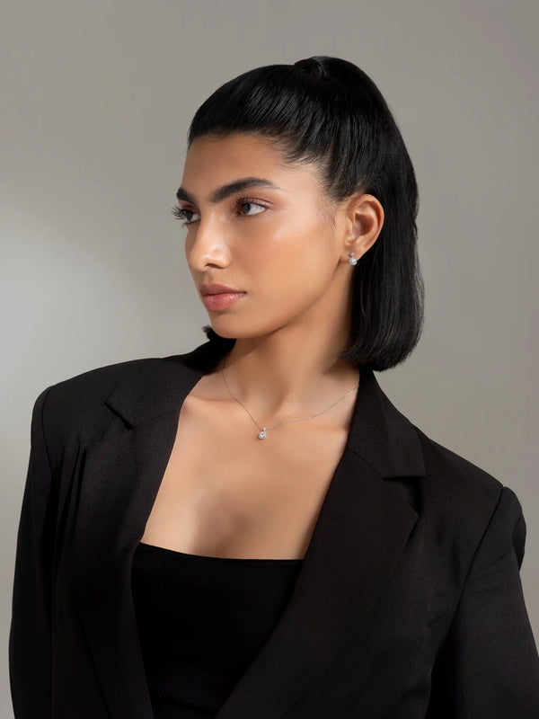 Elysia Silver Pendant and Earrings Set