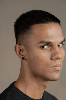 Imperium Black Men’s Silver Earrings (Square) Parman