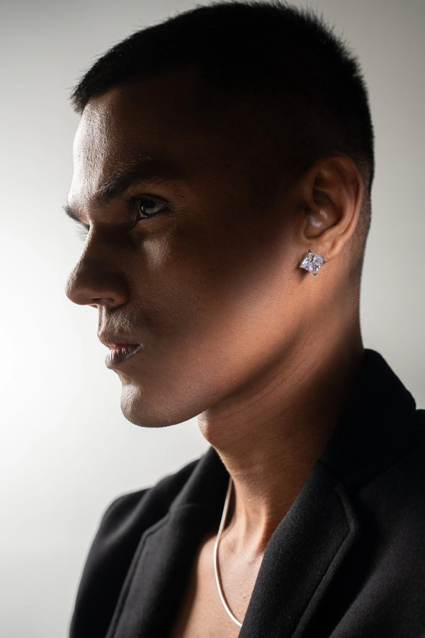 Lustre Square Silver Studs
