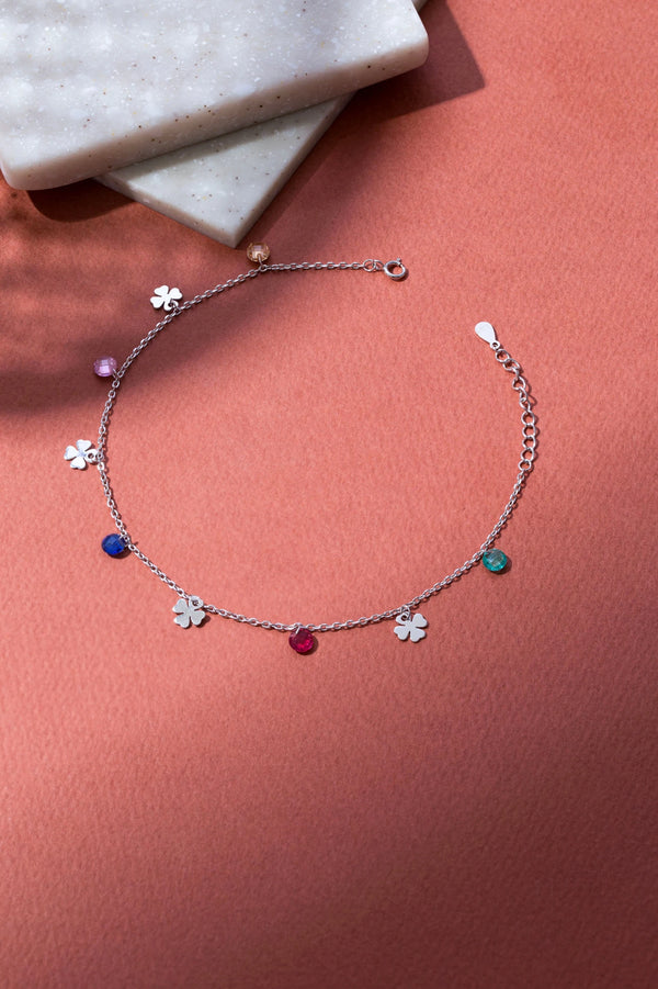 Clover Silver Anklet