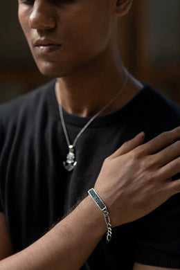 Monolith Black Men’s Silver Bracelet Parman