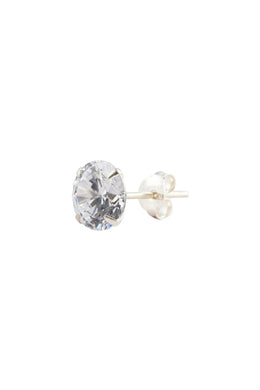 Pantheon White Stud Men’s Silver Earrings (Round) Parman